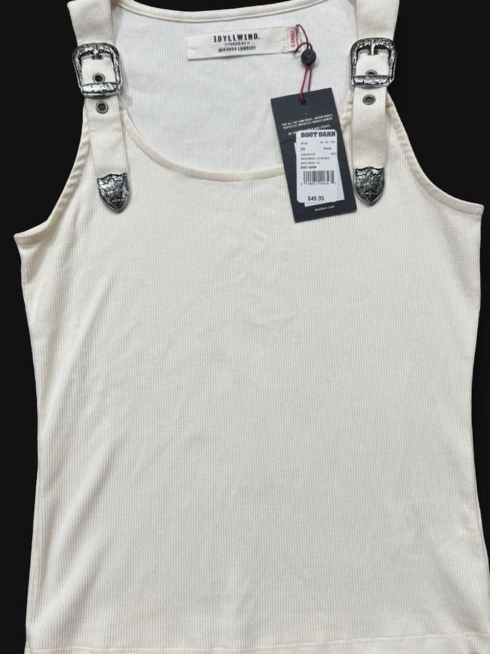 Idyllwind Cream Ribbed Tank with Silver Buckle Straps